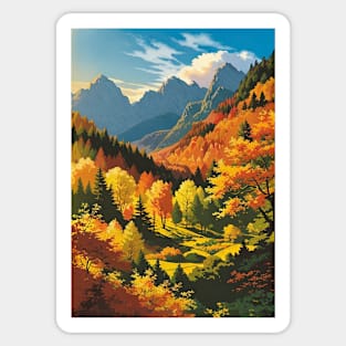 Autumn Valley with Mountains in the Background Sticker